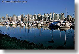 boats, canada, cityscapes, horizontal, reflections, vancouver, water, photograph