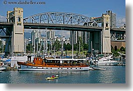 boats, bridge, burrard, canada, harbor, horizontal, streets, vancouver, water, photograph