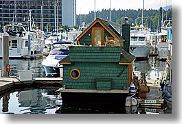 canada, green, harbor, horizontal, houseboats, vancouver, photograph