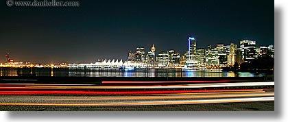 canada, cars, cityscapes, horizontal, long exposure, nite, panoramic, tail lights, vancouver, photograph