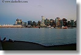canada, cityscapes, dusk, horizontal, nite, slow exposure, vancouver, water, photograph