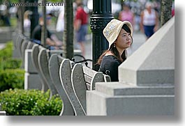 asian, benches, canada, horizontal, people, vancouver, womens, photograph