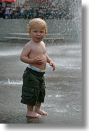 babies, canada, fountains, people, running, toddlers, vancouver, vertical, water, photograph