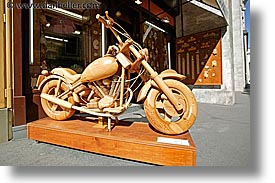 austria, europe, horizontal, motorcycles, vienna, wooden, photograph