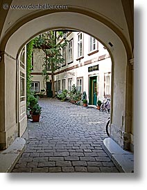 archways, austria, cobblestones, europe, streets, vertical, vienna, photograph