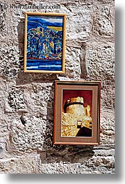 arts, croatia, display, dubrovnik, europe, paintings, photographic image, vertical, photograph