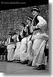 black and white, croatia, dance, dancing, dubrovnik, europe, folk dancing, men, vertical, photograph