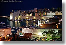 cityscapes, croatia, dubrovnik, europe, harbor, horizontal, nite, slow exposure, photograph