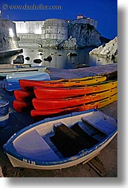 boats, bokar, croatia, dubrovnik, europe, long exposure, nite, towers, vertical, photograph
