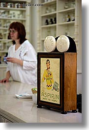 aspirin, croatia, dubrovnik, europe, pharmacy, signs, vertical, workers, photograph