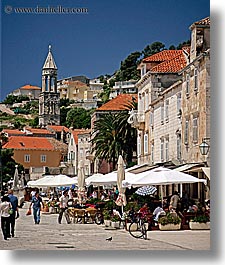 croatia, europe, hvar, towns, townview, umbrellas, vertical, photograph