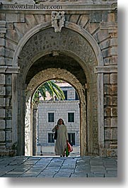 arches, archways, croatia, europe, korcula, nuns, religious, sequence, vertical, womens, photograph