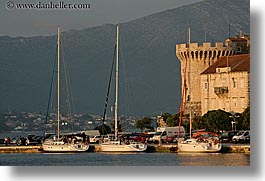 boats, croatia, europe, horizontal, korcula, towers, photograph