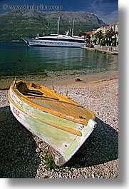 beaches, boats, croatia, europe, korcula, oranges, vertical, photograph