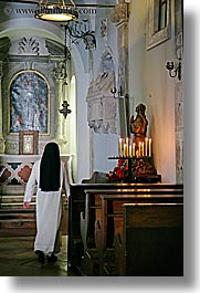 candles, churches, croatia, europe, korcula, nuns, vertical, photograph