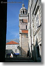 bell towers, churches, croatia, europe, korcula, nuns, vertical, photograph