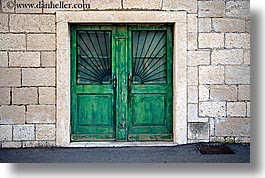 croatia, doors, europe, green, horizontal, korcula, photograph