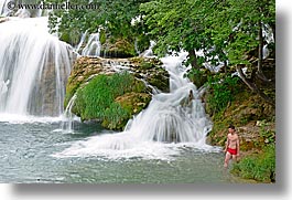 croatia, europe, horizontal, krka, men, slow exposure, viewing, waterfalls, photograph