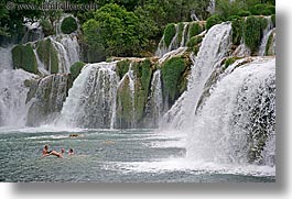 croatia, europe, girls, horizontal, krka, people, swim, swimming, waterfalls, photograph