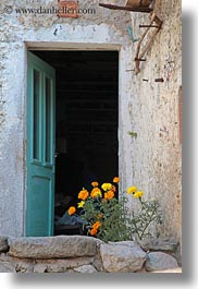 croatia, doors, europe, flowers, lubenice, vertical, photograph