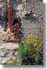 croatia, europe, flowers, lubenice, vertical, walls, photograph