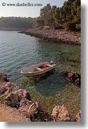 coast, croatia, europe, mali losinj, rowboats, shallow, vertical, water, photograph