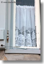 croatia, curtains, europe, lace, mali losinj, vertical, windows, photograph