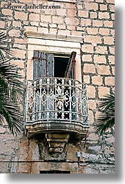 balconies, croatia, doors & windows, europe, milna, stones, vertical, windows, woods, photograph