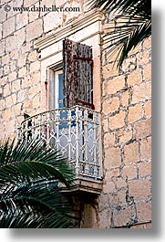 balconies, croatia, doors & windows, europe, milna, stones, vertical, windows, woods, photograph