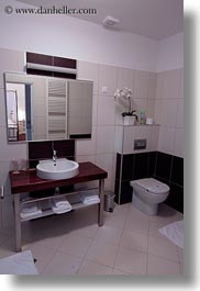 bathrooms, croatia, europe, kastle hotel, motovun, vertical, photograph