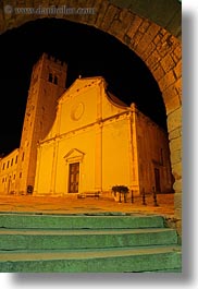 arches, churches, croatia, europe, glow, lights, long exposure, motovun, nite, vertical, photograph