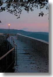 croatia, europe, lamp posts, landscapes, motovun, nature, scenics, sky, stones, sun, sunrise, vertical, walk, photograph