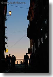 croatia, dusk, europe, glow, lamps, lights, motovun, nature, nite, people, silhouettes, sky, streets, sun, sunsets, towns, vertical, photograph
