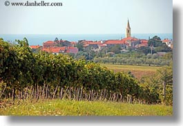 bell towers, churches, croatia, europe, horizontal, porec, vineyards, photograph