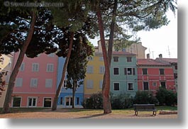 buildings, colorful, croatia, europe, horizontal, porec, trees, photograph