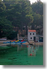 croatia, europe, green, houses, punta kriza, vertical, water, photograph