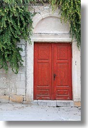 croatia, doors, europe, ivy, old, rab, vertical, woods, photograph