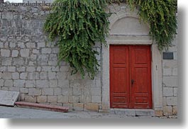 croatia, doors, europe, horizontal, ivy, old, rab, woods, photograph