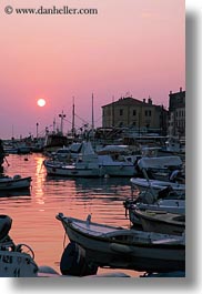 boats, croatia, europe, glow, harbor, lights, nature, rovinj, sky, sun, sunsets, transportation, vertical, photograph