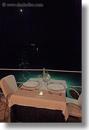 croatia, europe, nite, rovinj, setting, tables, vertical, water, photograph
