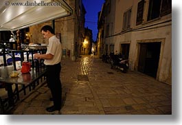 croatia, europe, horizontal, narrow streets, nite, outdoors, restaurants, rovinj, streets, photograph