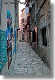 cobblestones, croatia, europe, materials, narrow, narrow streets, rovinj, stones, streets, vertical, photograph