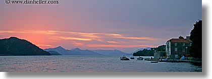 boats, croatia, europe, horizontal, mountains, ocean, panoramic, sipan, sunsets, photograph