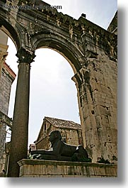 arches, croatia, diocletians palace, europe, sphinx, split, vertical, photograph