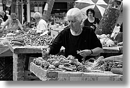 black and white, croatia, europe, horizontal, split, vegetables, vendors, womens, photograph