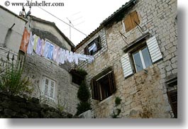 croatia, europe, hangings, horizontal, laundry, perspective, trogir, upview, photograph