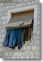 croatia, europe, laundry, trogir, vertical, windows, photograph