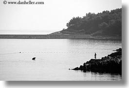 black and white, croatia, europe, horizontal, men, seas, veli losinj, photograph