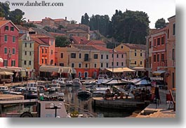 boats, buildings, colorful, colors, croatia, europe, harbor, horizontal, transportation, veli losinj, photograph
