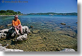 croatia, europe, horizontal, men, people, richard, richard bell, rocks, water, photograph